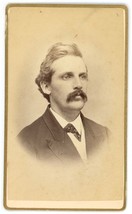 CIRCA 1880&#39;S CDV Handsome Man Suit Gray Hair and Mustache EB Slater Worcester MA - £9.66 GBP