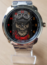 Gothic Skull With Red Scarf New Stylish  Unique Wrist Watch Sporty - £27.42 GBP
