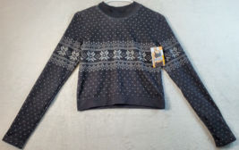 Avia Sweater Womens Size Medium Black Polka Dot Knit Nylon Long Sleeve Mock Neck - £10.18 GBP