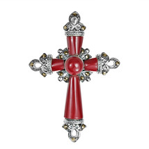 Retro Vintage Red Cross Marcasite Unisex Gothic .925 Silver Pendant - £30.90 GBP