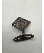 Vintage Sterling Silver Filigree Single Cufflink Unknown Maker Mesa Patt... - $24.44 CAD
