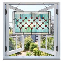 Fine Art Lighting Tiffany Style Ocean Gem Stained Glass Window Panel Hanging - £100.71 GBP
