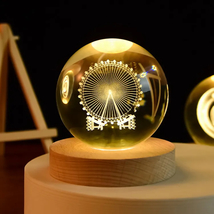 Paris Wheel Night Lights, 3D Print  Lamp, Crystal Ball, Astronomy Gift , Chirtma - £25.66 GBP