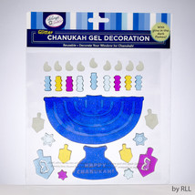 Menorah Chanukah Hanukkah Window Gel Cling Dreidel Star David Glow In Dark Flame - £5.09 GBP