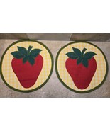 Vintage Hand Made Pot Holders Set Of 2 Strawberries And Gingham - $15.99