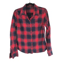 Forever 21 XXI Womens Plaid Flannel Shirt Button Down Red Black M - £7.69 GBP