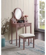 Rose Gold Vanity Set: Moniya Makeup Table &amp; Stool - $254.85 CAD