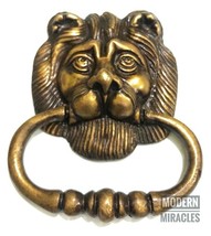 Lion Old Vintage Antik-Finish Handgefertigter Messing Türklopfer Knauf H... - £27.87 GBP