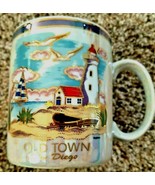 10 oz. Old Town San Diego CA Mug Cup Iridescent Majolica Beach Lighthous... - $16.82