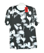 Hugo Boss Drokes Black White Floral Graphic Cotton Men&#39;s  T-Shirt Sz 2XL - £72.91 GBP