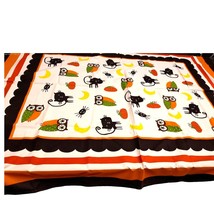 Moda Home Halloween Fall Autumn Tablecloth Owls Black Cats Pumpkins New - £36.72 GBP