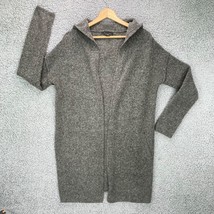 Tahari Duster Sweater Womens Medium Wool Long Hooded Open Front Pocket Cardigan - $25.47