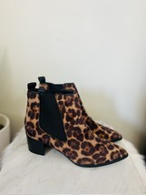 Nine West Leopard Print Hair Chelsea Bootie Boots, Block Heel, Size 6, NWT - £48.87 GBP