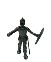 Medieval Knight vtg plastic toy figure England 1960s Britain marx Silver... - $12.82