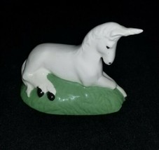 Ceramic Unicorn Figurine Laying in the Grass Mystical White Unicorn - £7.98 GBP