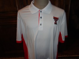 White &amp; Red Sewn Texas Tech Red Raiders Polyester Polo Shirt Adult 2XL Nice NCAA - £15.49 GBP