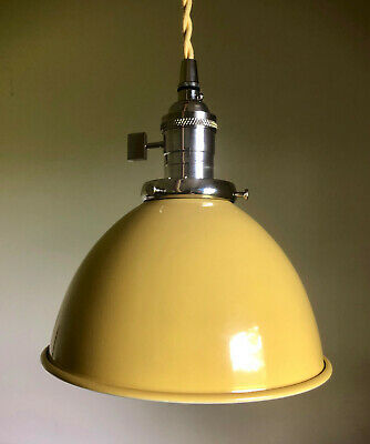 Yellow Porcelain Enamel Shade: 7" Industrial Dome, 2-1/4" fitter Metal Lampshade