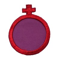 Vintage Rumper Stitcher Female Hippie Patch Red Purple 3&quot;x3.5&quot;  Hallmark Pocket - £7.88 GBP