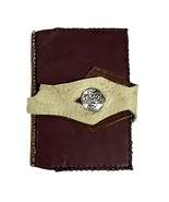 Vtg Leather Journal Cover Notebook Handmade Heavy Stitch Folk Art 4.5&quot; x... - $30.04 CAD