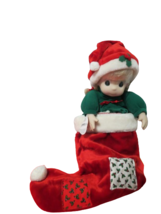 Vtg 1995 Precious Moments Nikki Christmas Doll In Stocking New W/Tag - $21.78