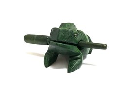 Handmade Wooden Croaking Frog Rasp Guiro Tone Block 5&quot; Animal Shaped Figurine Pe - £12.85 GBP