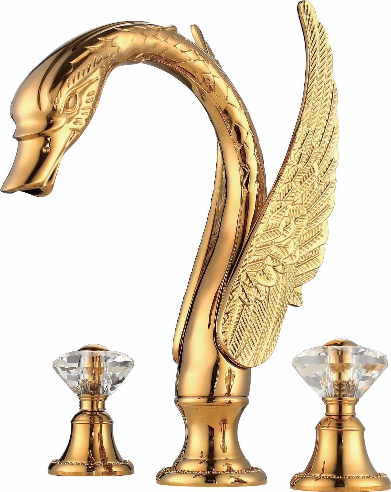 Ti-Gold Swan waterfall bathtub Faucet 3 Holes widespread bathroom Tub Mi... - $494.99