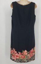 AGB Sleeveless Shift Dress Women&#39;s Size Medium Black Pink Floral Knee Length - £11.57 GBP