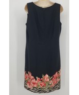 AGB Sleeveless Shift Dress Women&#39;s Size Medium Black Pink Floral Knee Le... - $15.00