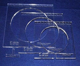 3 Piece Inside Circle Set W/rulers ~3/8&quot; Thick - Long Arm- For 1/4&quot; Foot - £43.70 GBP