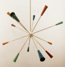 1950s Estilo Multicolor Latón Sputnik Candelabro 12 Brazos Clásico Italiano Luz - $222.51