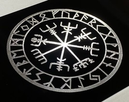 Engraved Viking Runes Vegvisir Compass Car Tag Diamond Etched License Plate - $27.23 CAD