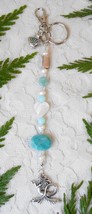 Keychain or Purse Charm, Sea Glass Northwest, Amazonite Nugget, Mother of Pearl  - $22.00