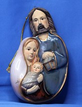 Joseph, Mary, Jesus Ceramic Wall Portrait Painted Decoration - $7.12