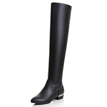 Autumn Spring Thigh High Women Boots Low Heels Knee High Boots Casual Tall Black - £59.36 GBP