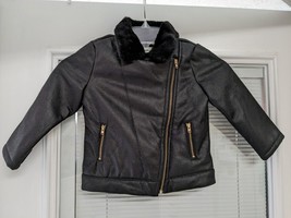 Childs Leather Look Jacket Full Zip with Faux Fur lining 3T - $10.88