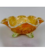 Fenton Vaseline Opal Dragon and Lotus 8 1/2&quot; Carnival Glass Peach Bowl F... - $643.50