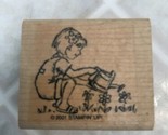 Stampin Up! Girl watering flowers with Watering Can Rubber Stamp - $7.74