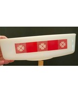 VINTAGE FEDERAL MILK GLASS GINGHAM FLOWER LOAF PAN CASSEROLE DISH - $16.27 CAD