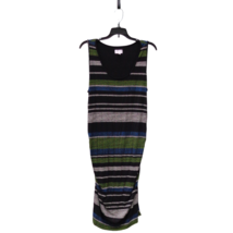 Aglow Multicolor Stripe Tank Sheath Dress Side Ruching Maternity XL Stretch - £17.89 GBP