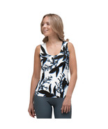 Women&#39;s Tank Top Women&#39;s Cami Camisole White with Black and Blue Floral ... - $27.99