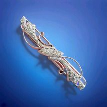 ORIGINAL Vintage Art Deco STERLING SILVER 925 Diamond Paste 3" in BROOCH... - $327.75