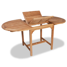 Outdoor Garden Patio Wooden Teak Wood Oval Extending Dining Dinner Table Tables - £286.41 GBP