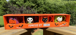 Lang Halloween Ceramic Espresso Mug Set of 4 Cups Pumpkin Skeleton Cat D... - $29.99