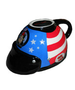 Betty Boop Ceramic Motorcycle Helmet American Flag Latte Coffee Mug Cup - £21.74 GBP