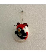 Adorable Needle Felted Penquin Christmas Ornament - £18.34 GBP