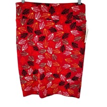 LuLaRoe Cassie Skirt Womens XL Red with Multicolor Leaves Pattern NWT - $14.85