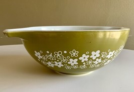 Pyrex Crazy Daisy 4 Qt Mixing Bowl Olive Green 444 Spring Blossom Cinderella - £22.20 GBP