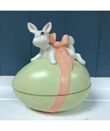 Vintage Atlantic Mold Ceramic Egg / Rabbit Figurine Candy Dish Bunny - $28.38 CAD