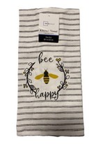 Bee Happy Kitchen Towel 15 x 25 Cotton Multicolor White Dish Hand Honeybee - £4.89 GBP