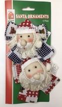 Vintage Christmas House Plush Stocking Santa Claus Puffy Head Tree Ornaments NOS - £9.56 GBP